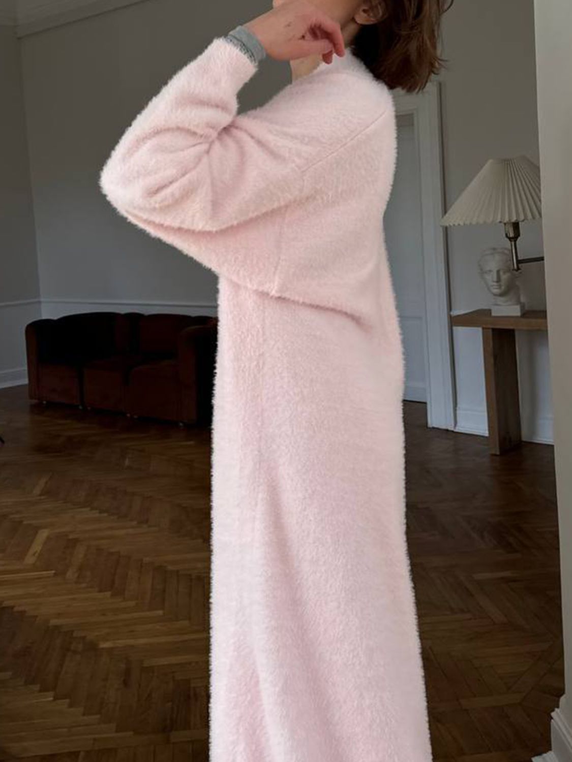 Fuzzy Open Front Solid Color Cardigan - Classique Collection