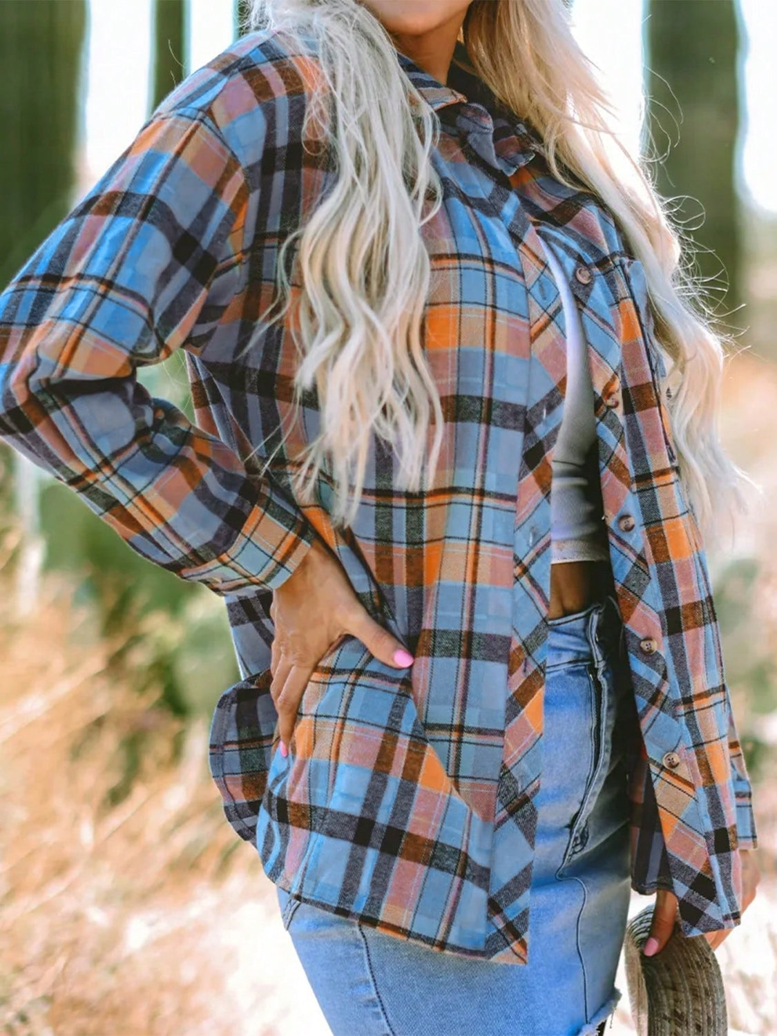Plaid Collared Neck Long Sleeve Shirt - Classique Collection