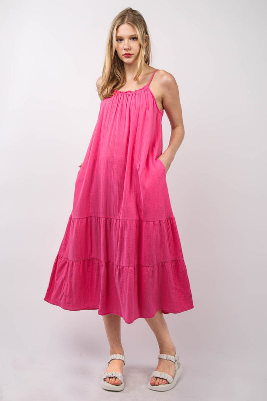 VERY J Ruffled A-Line Midi Cami Dress - Classique Collection