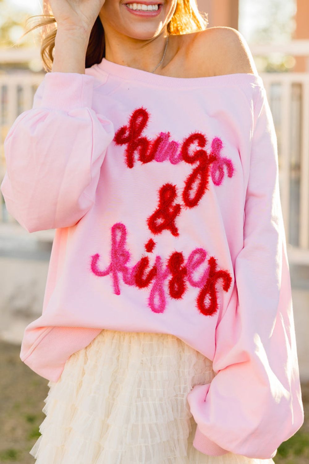 Valentine’s Day HUG AND KISSES Round Neck Sweatshirt - Classique Collection