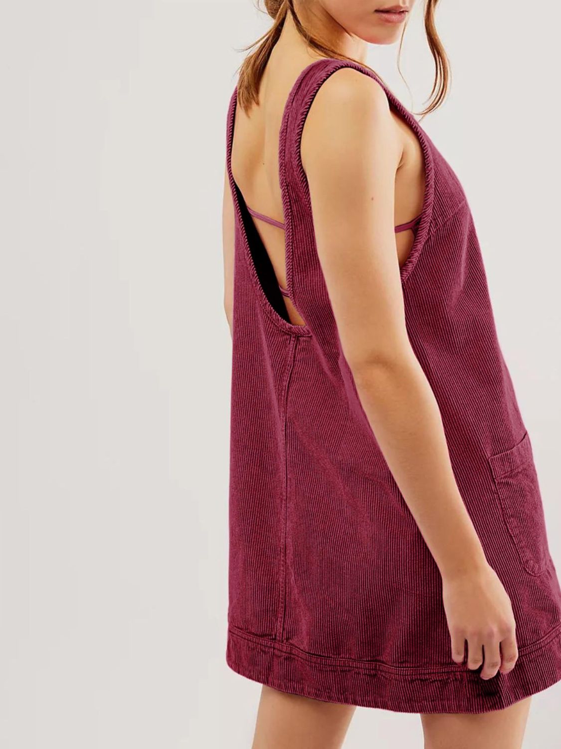Mandy Round Neck Wide Strap Mini Dress with Pockets - Classique Collection