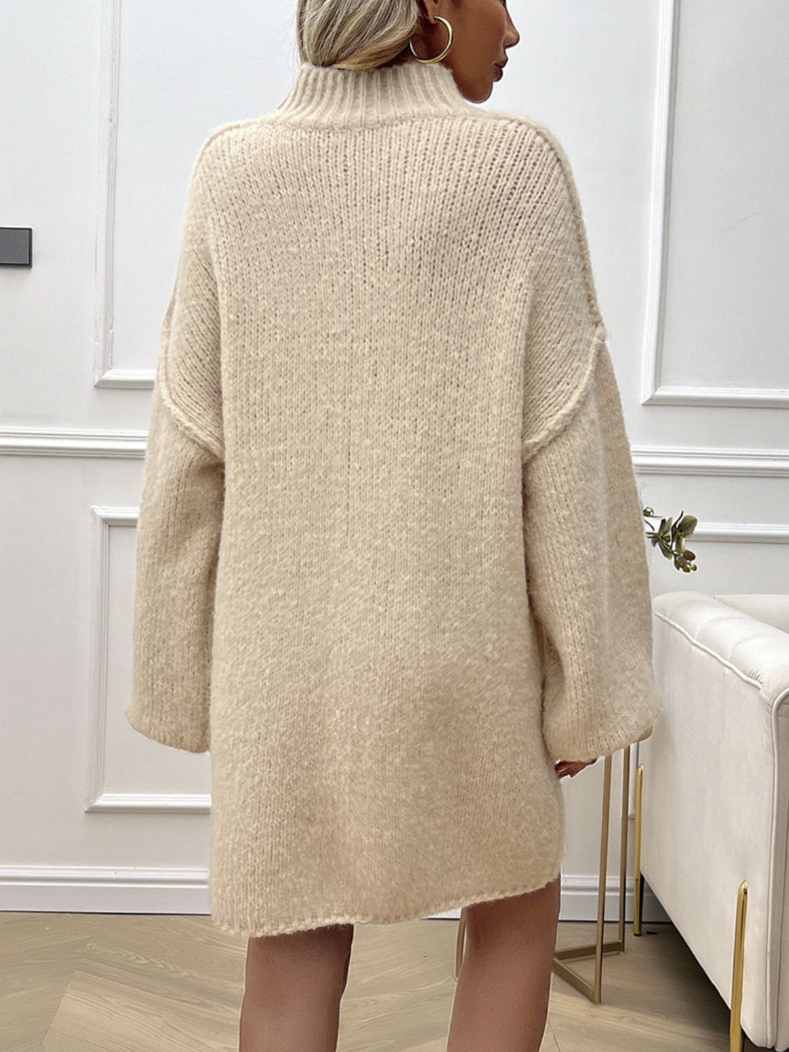 Devine Mock Neck Long Sleeve Mini Sweater Dress - Classique Collection