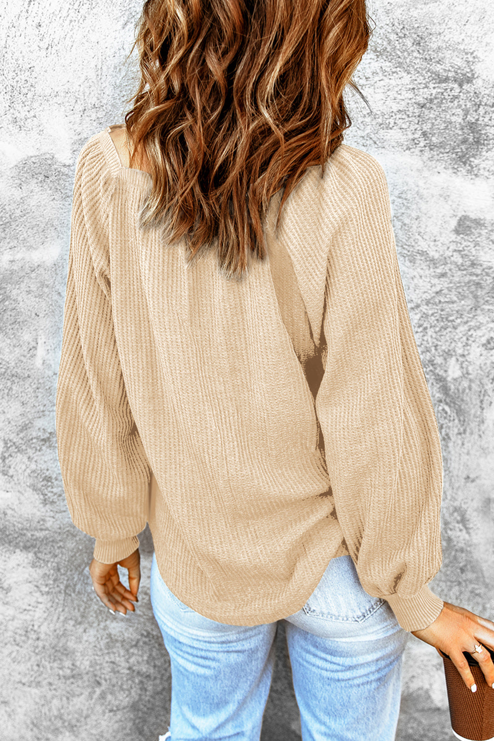 Square Neck Waffle-Knit Top - Classique Collection