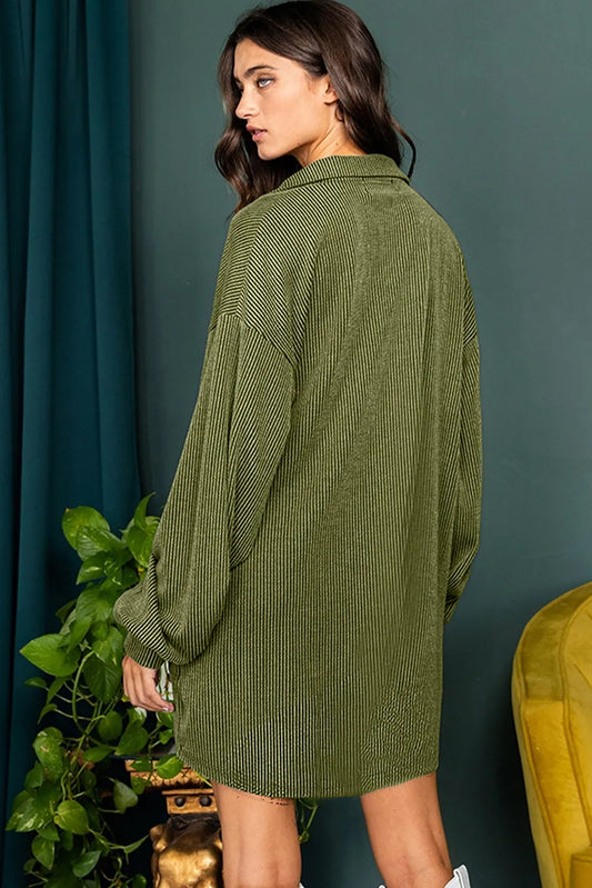 Half Button Collared Neck Long Sleeve Dress - Classique Collection