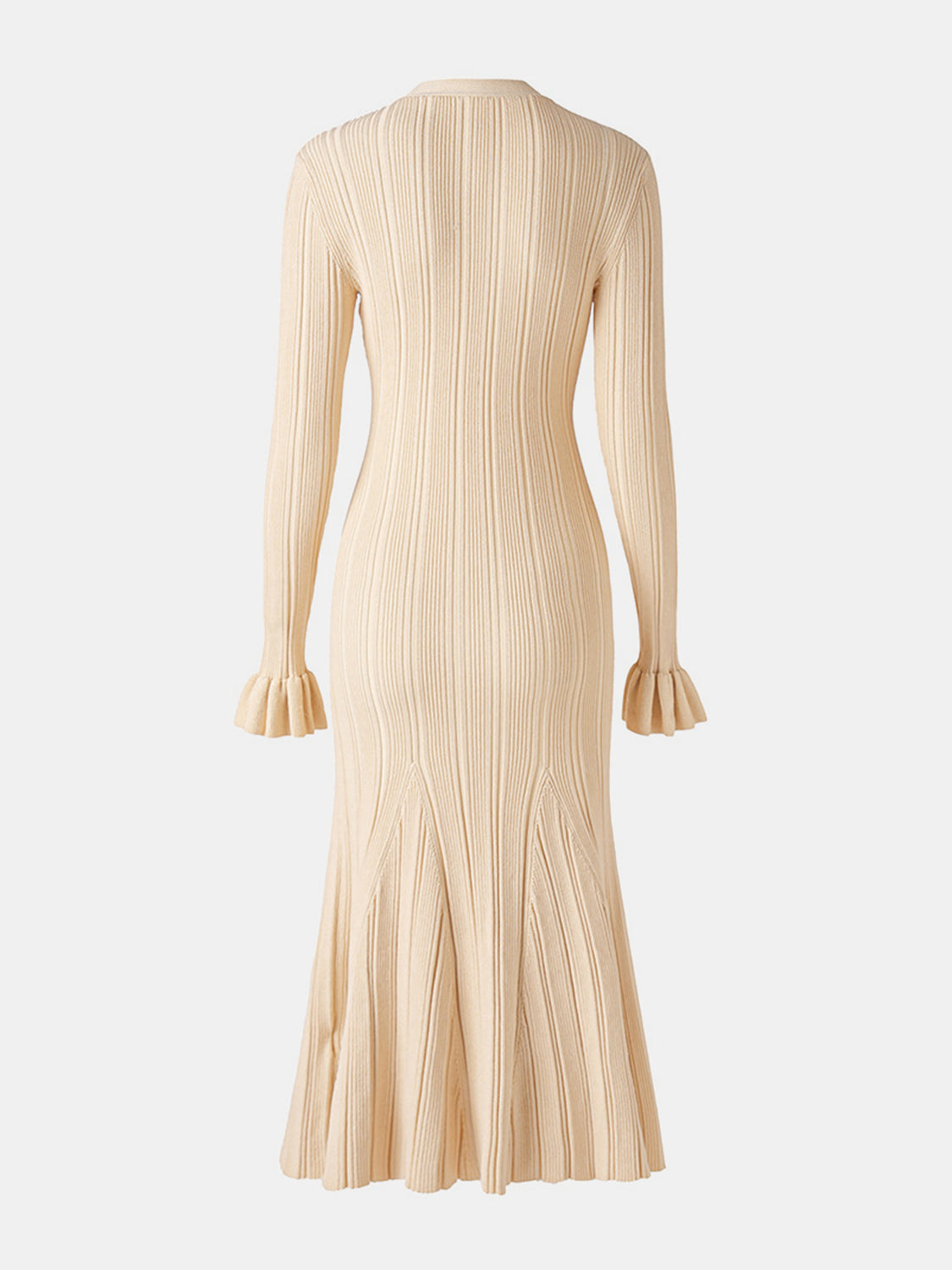 V-Neck Flounce Sleeve Sweater Dress - Classique Collection
