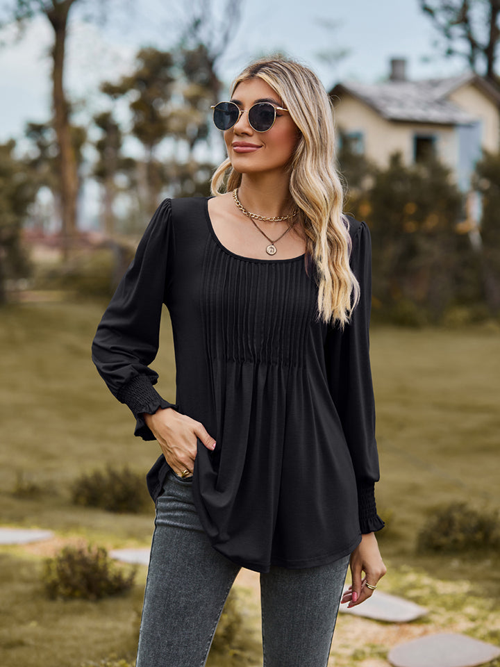 Puff Sleeve Pleated Blouse - Classique Collection