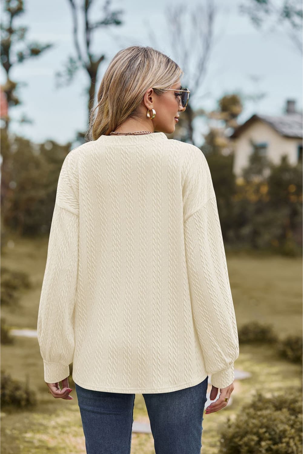 V-Neck Dropped Shoulder Blouse - Classique Collection