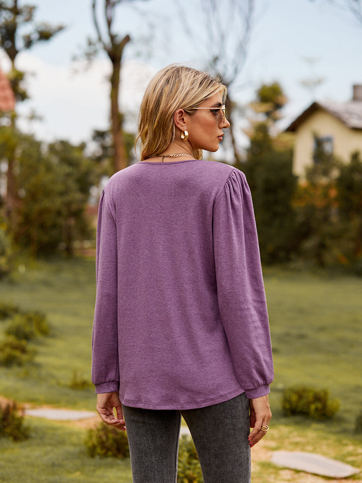 Puff Sleeve Ruffle Trim Blouse - Classique Collection