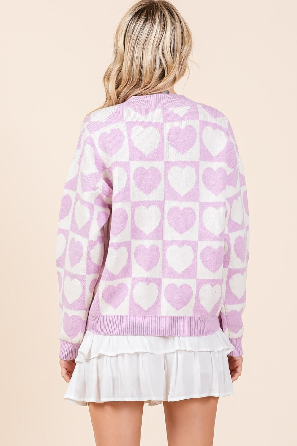 Mittoshop Checkered Heart Button Down Cardigan - ClassiQ