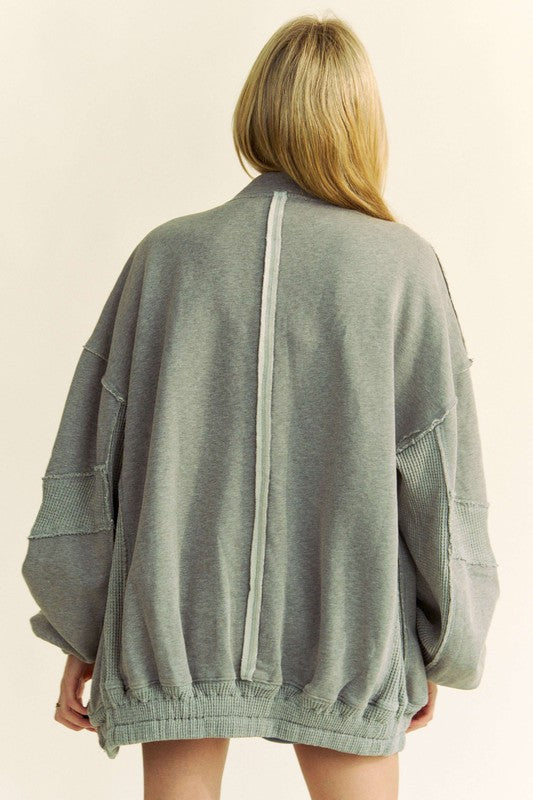 Davi & Dani Exposed Seam Zip Up Dropped Shoulder Jacket - Classique Collection
