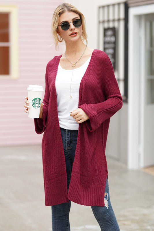 Open Front Long Sleeve Cardigan - ClassiQ