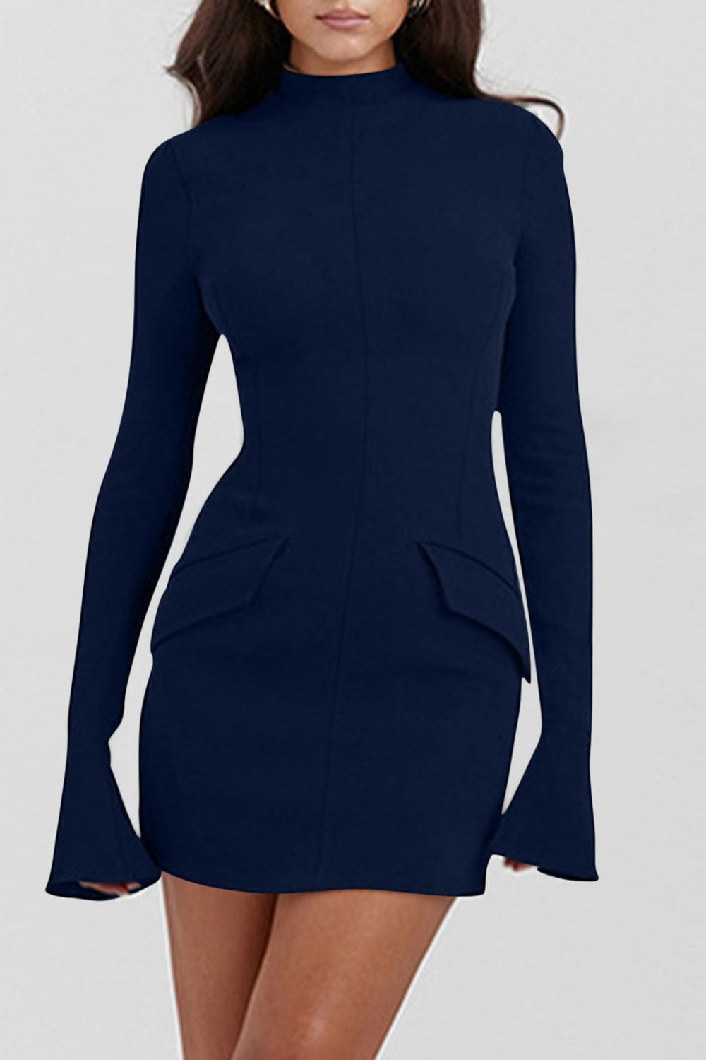 Mock Neck Long Sleeve Mini Dress - Classique Collection
