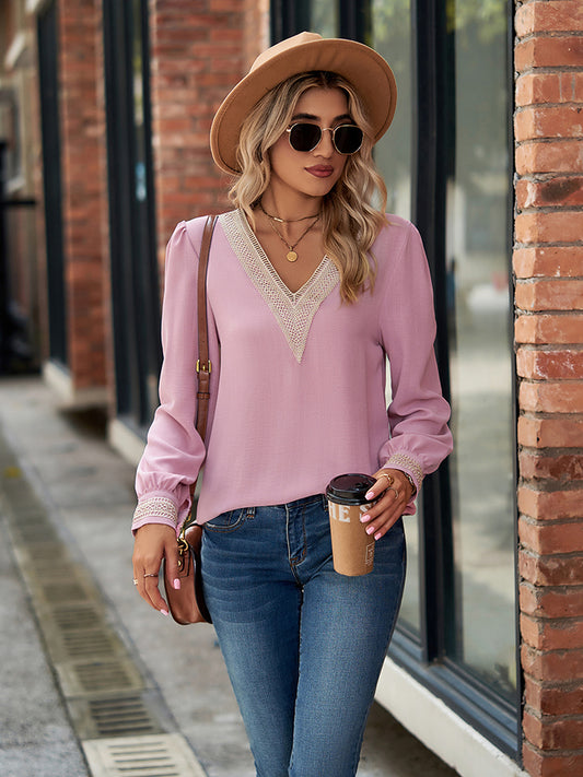 V-Neck Long Sleeve Blouse - Classique Collection