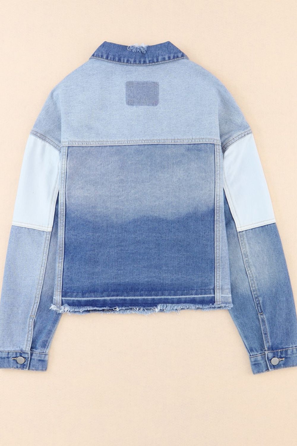Distressed Button Up Drop Shoulder Denim Jacket - Classique Collection