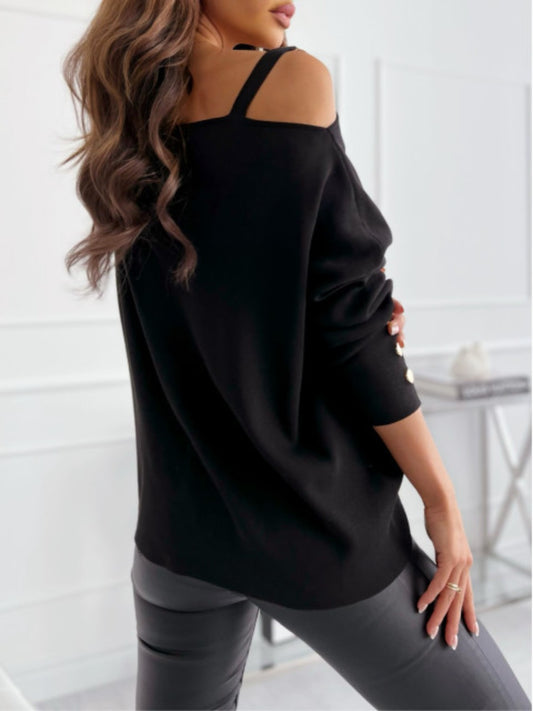 Asymmetrical Neck Buttoned Top - Classique Collection