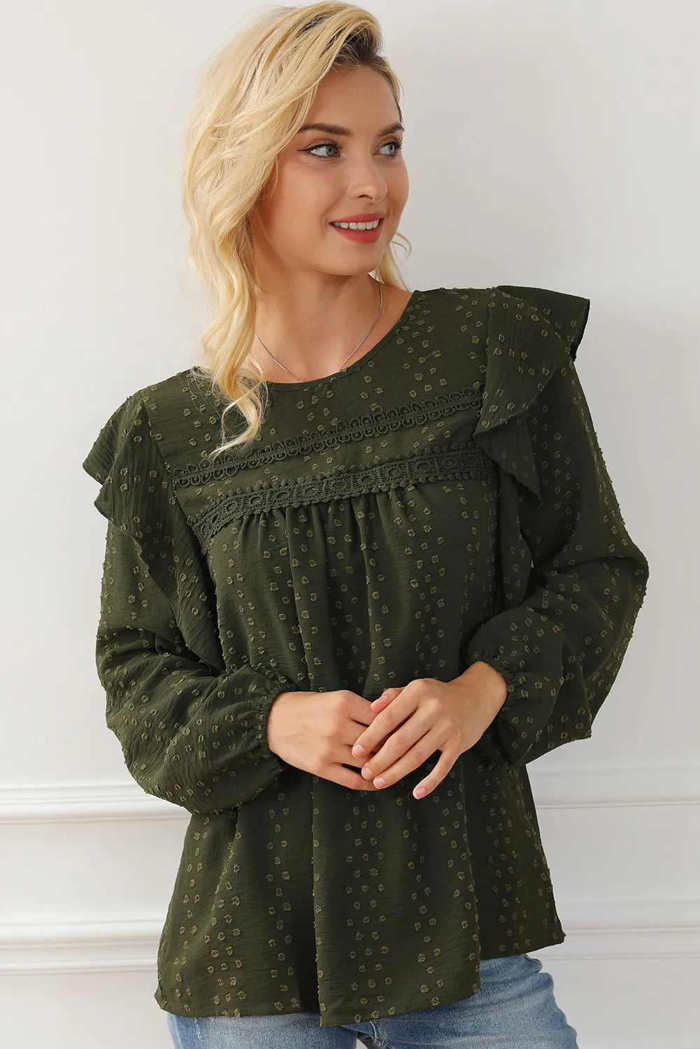 Round Neck Ruffled Blouse - Classique Collection