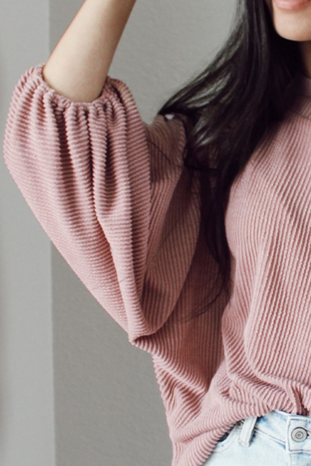 Ribbed Long Sleeve Knit Top - Classique Collection