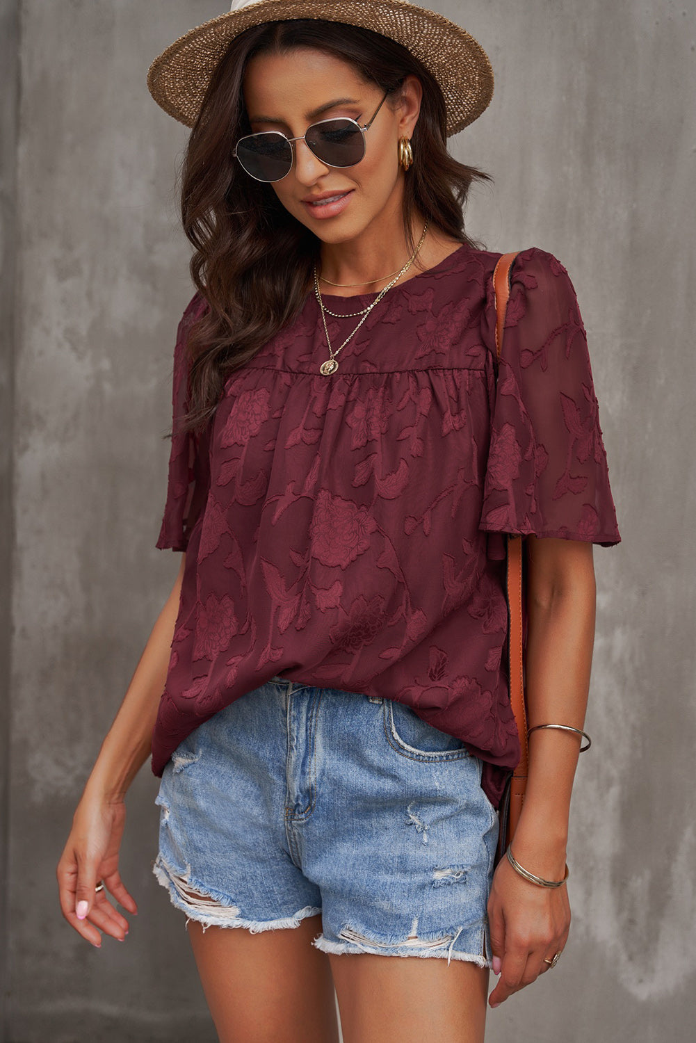 Round Neck Puff Sleeve Blouse - Classique Collection