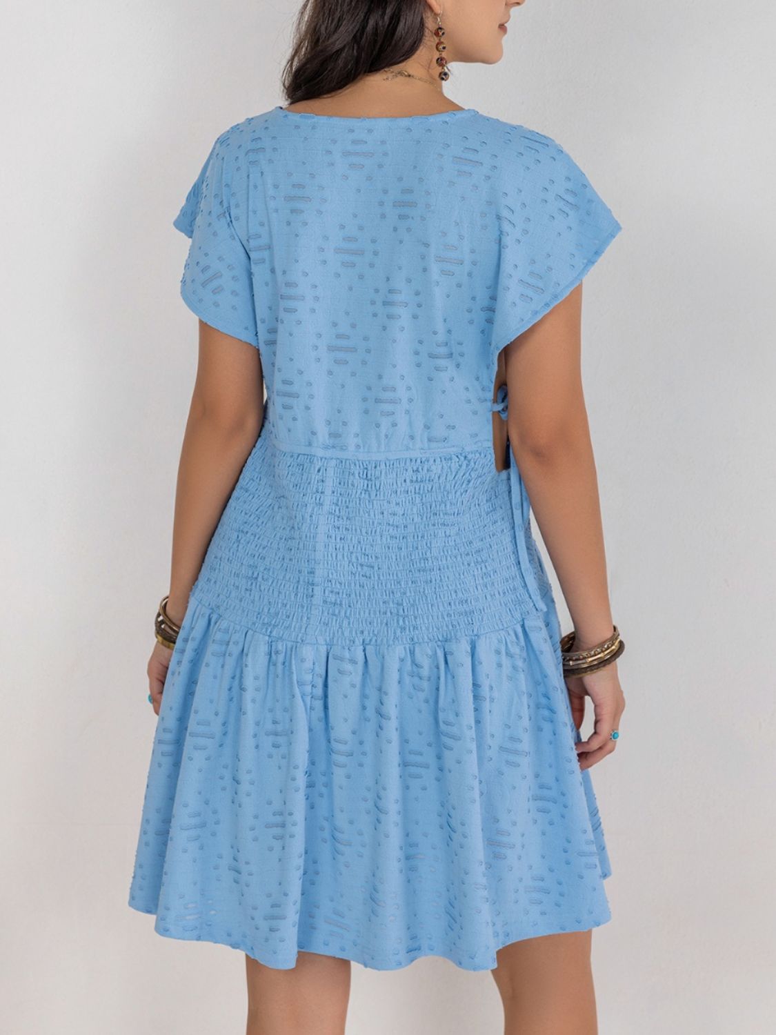 Cutout Surplice Short Sleeve Dress - Classique Collection