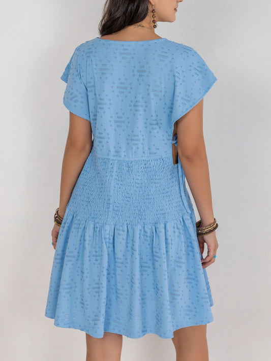 Cutout Surplice Short Sleeve Dress - Classique Collection