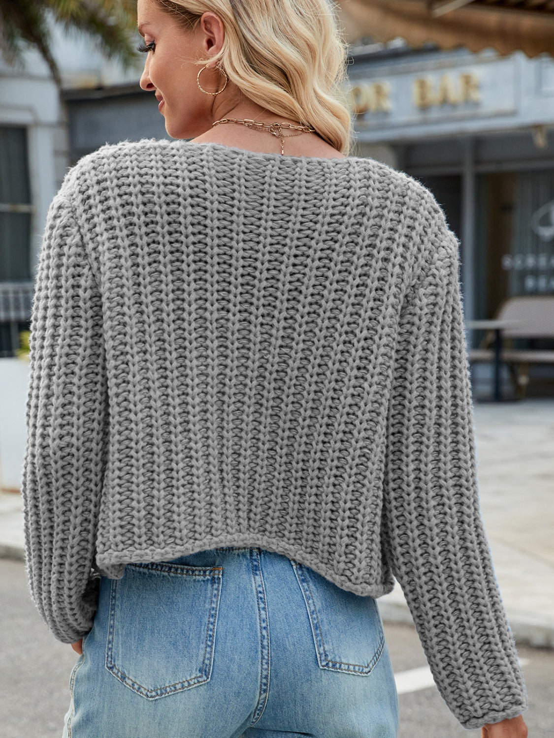 Round Neck Button Up Cardigan with Pockets - ClassiQ