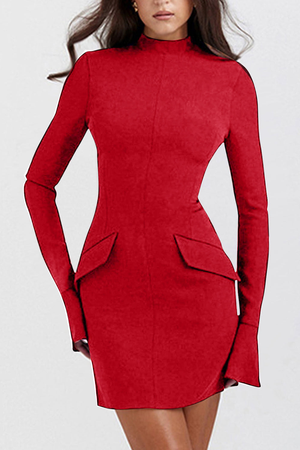 Mock Neck Long Sleeve Mini Dress - Classique Collection
