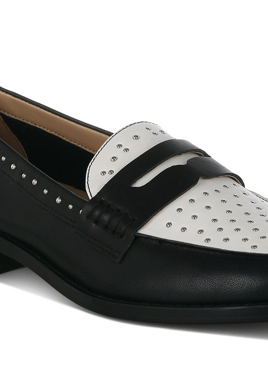 Raisa Stud Embellished Penny Loafers - Classique Collection