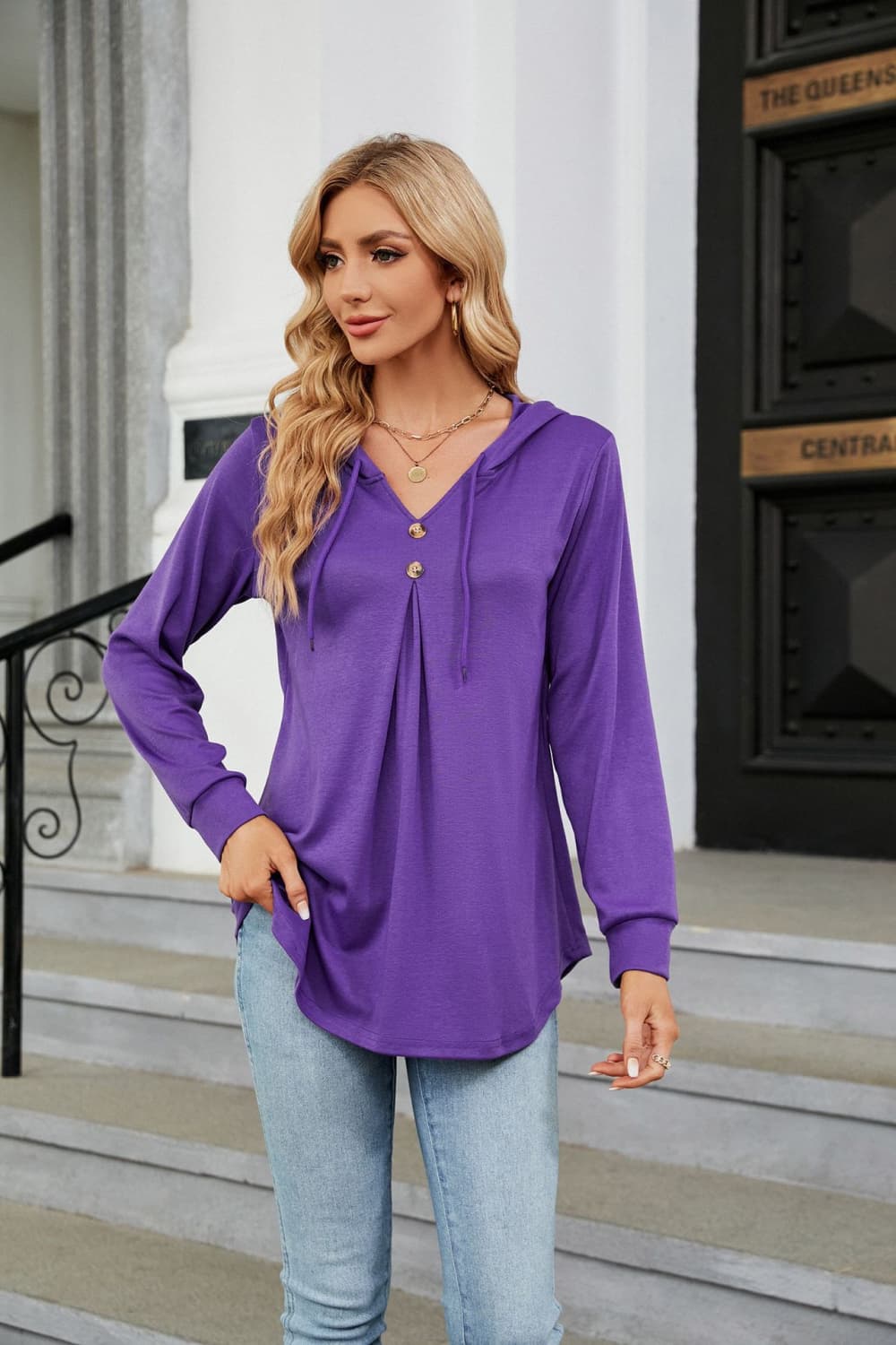 Long Sleeve Hooded Blouse - Classique Collection