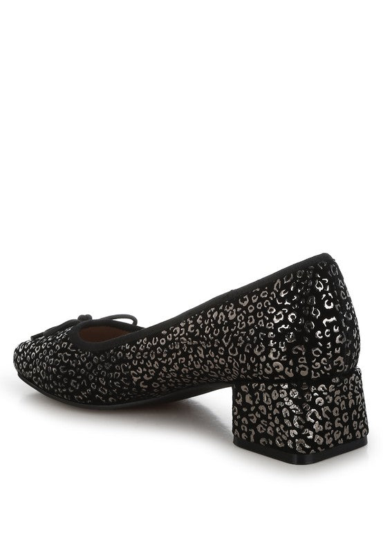 Ningen Leopard Print Block Heel Ballerinas - Classique Collection