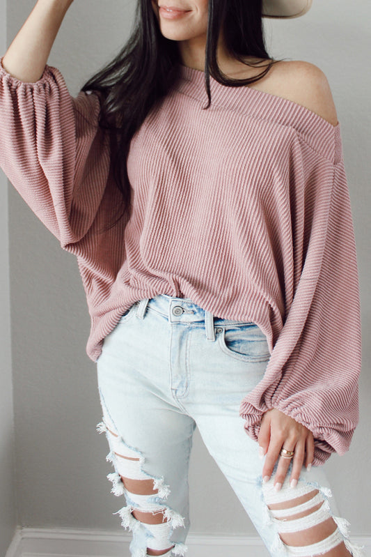 Ribbed Long Sleeve Knit Top - Classique Collection