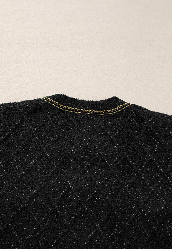 Round Neck Button Up Long Sleeve Cardigan - ClassiQ