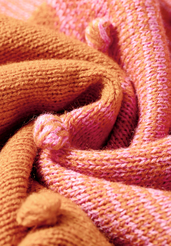 Pompom Color Block Open Front Cardigan - ClassiQ