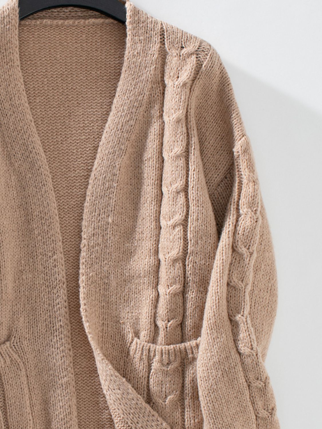 Cable-Knit Open Front Long Sleeve Cardigan - ClassiQ