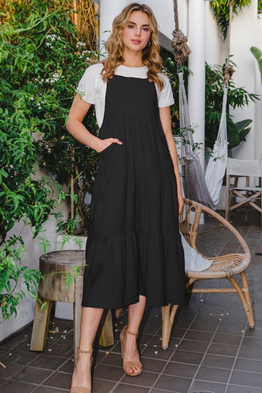 ODDI Full Size Sleeveless Tiered Midi Dress - Classique Collection
