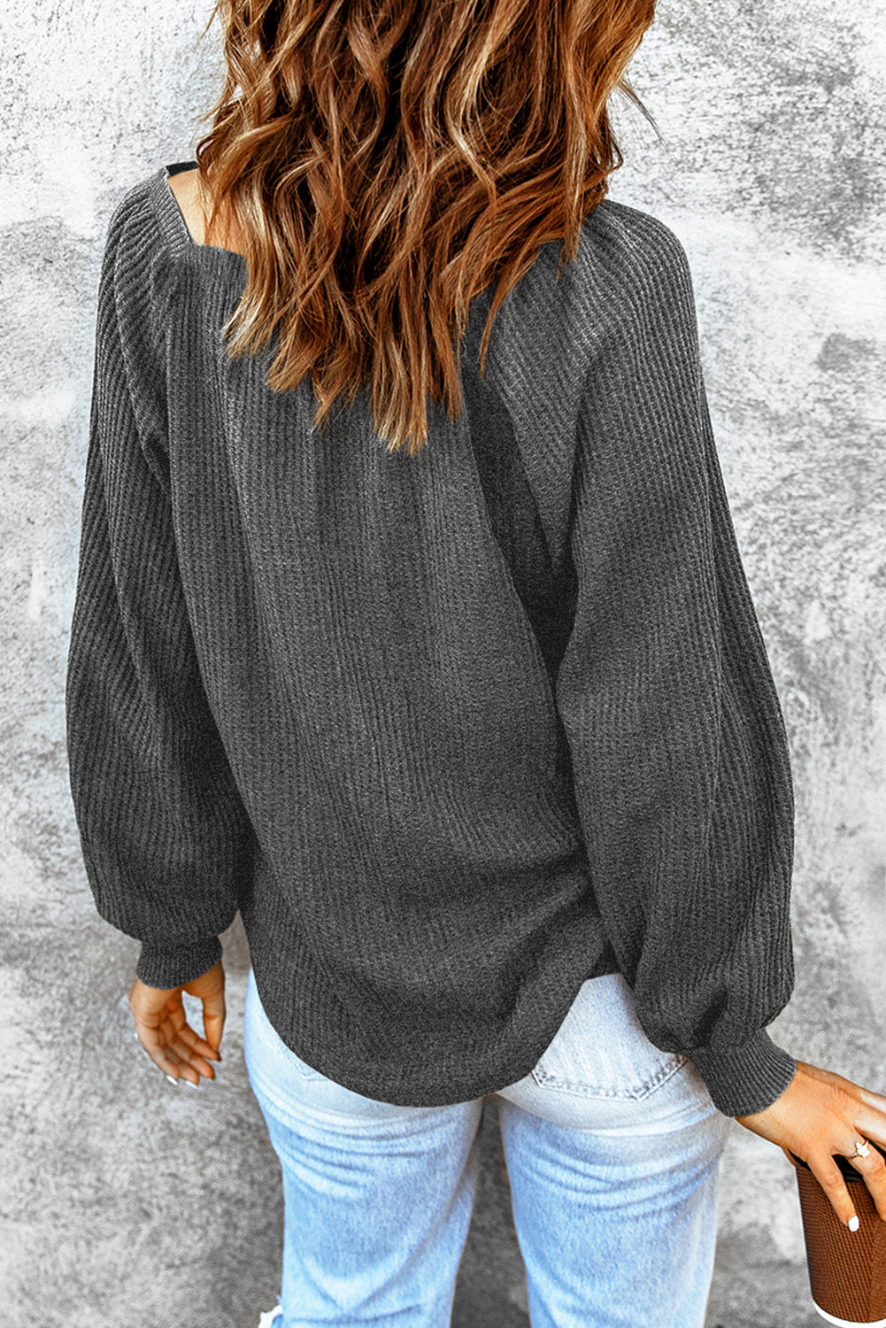 Square Neck Waffle-Knit Top - Classique Collection