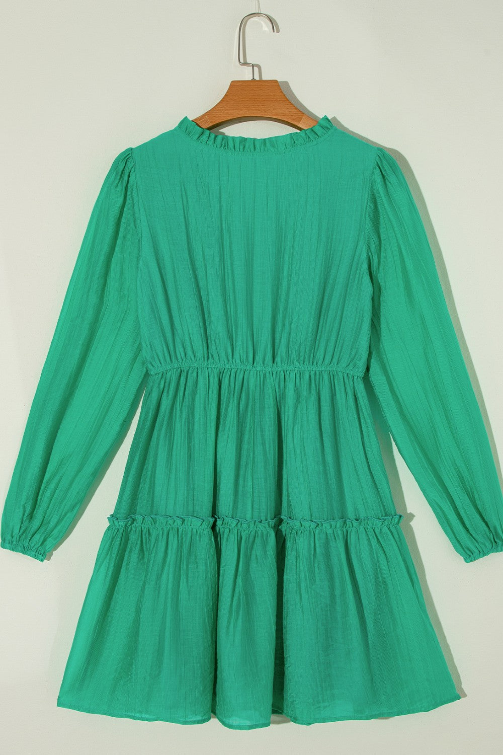 Frill V-Neck Long Sleeve Mini Dress - Classique Collection