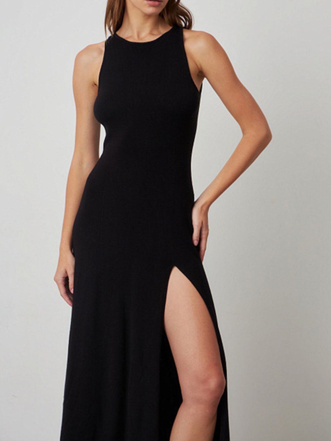Side Slit Round Neck Sleeveless Dress - Classique Collection