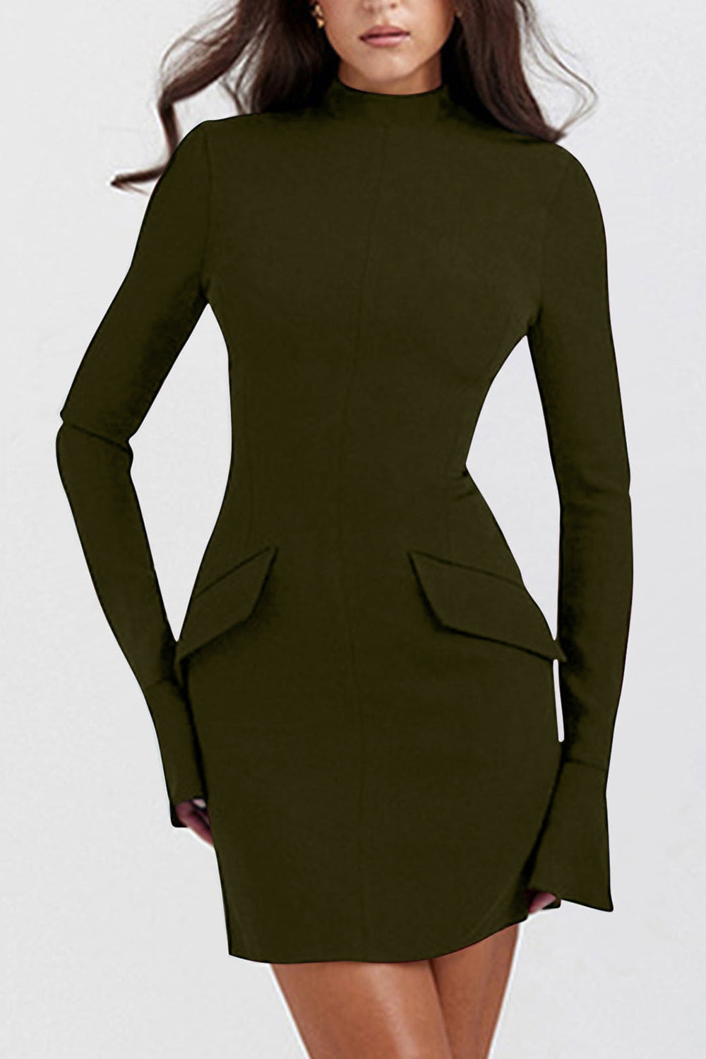 Mock Neck Long Sleeve Mini Dress - Classique Collection