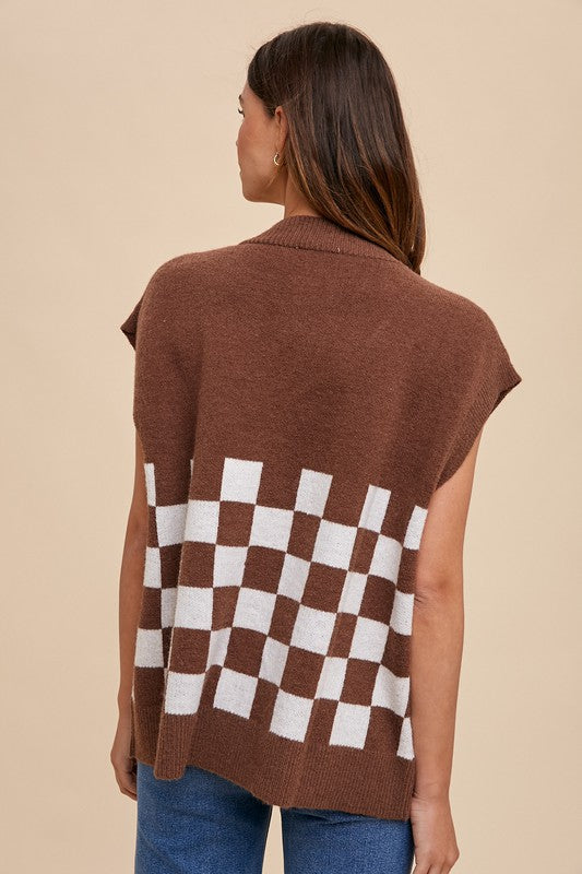 Annie Wear Checkered Button Down Short Sleeve Cardigan - ClassiQ