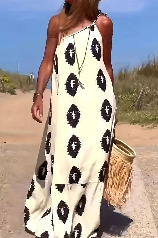 Printed Single Shoulder Maxi Dress - Classique Collection