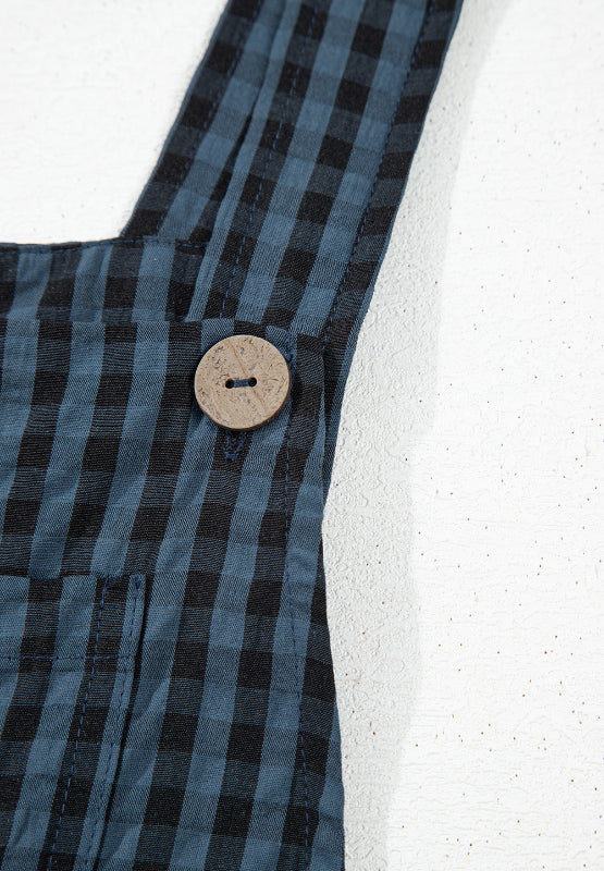 Plaid Wide Strap Wide Leg Overalls - ClassiQ