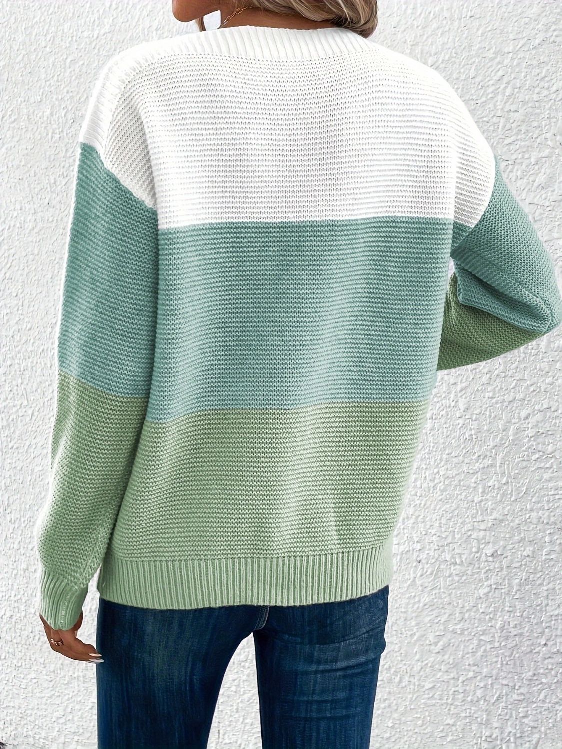 Color Block Boat Neck Sweater - ClassiQ
