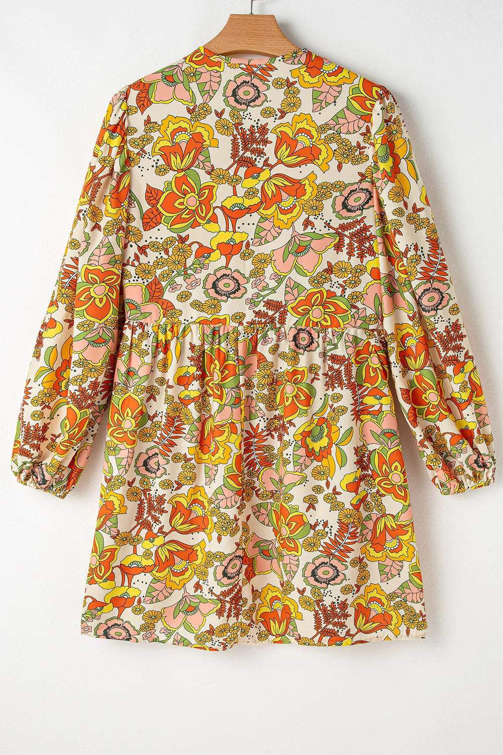 Printed Tie Neck Balloon Sleeve Mini Dress - Classique Collection
