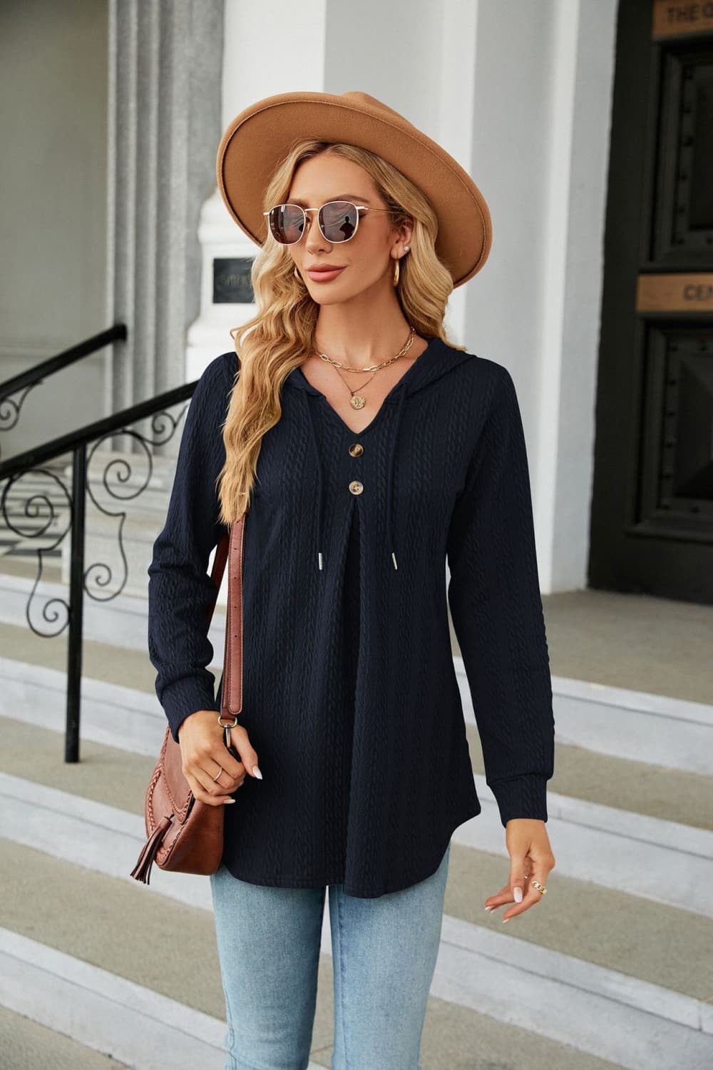 Long Sleeve Hooded Blouse - Classique Collection
