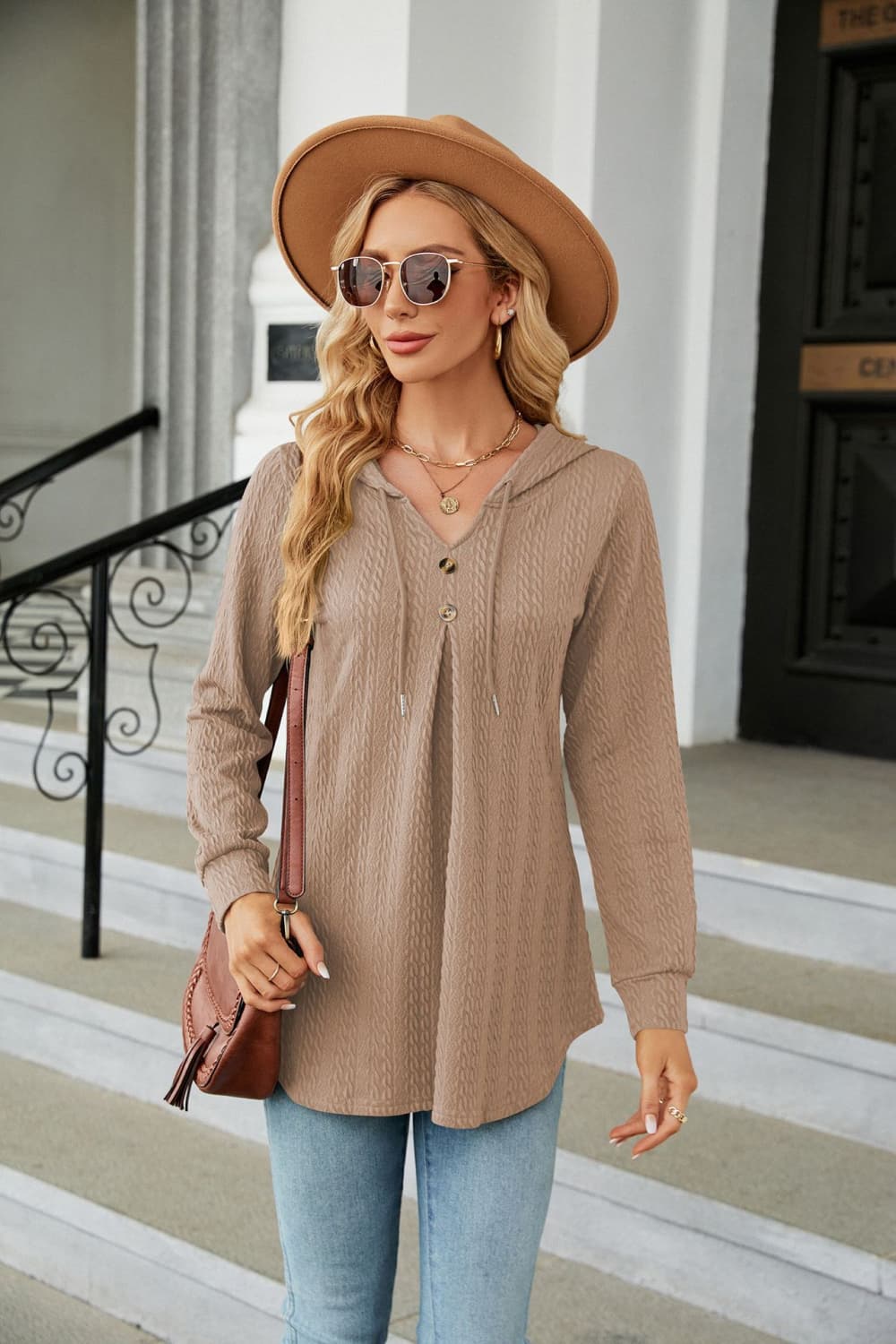 Long Sleeve Hooded Blouse - Classique Collection