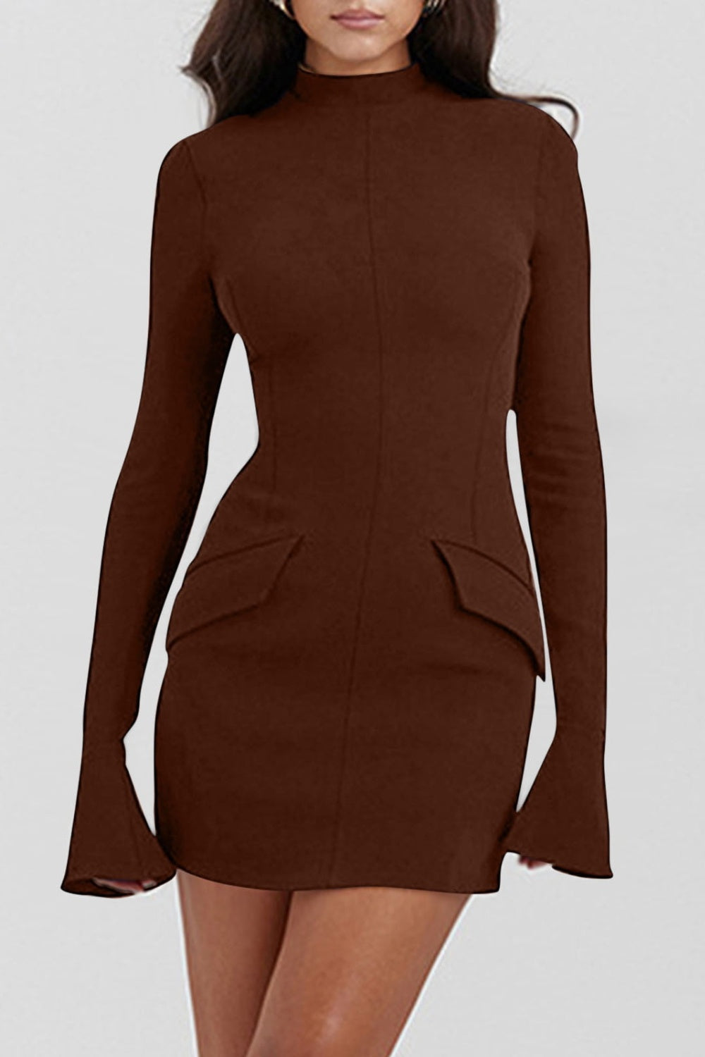 Mock Neck Long Sleeve Mini Dress - Classique Collection