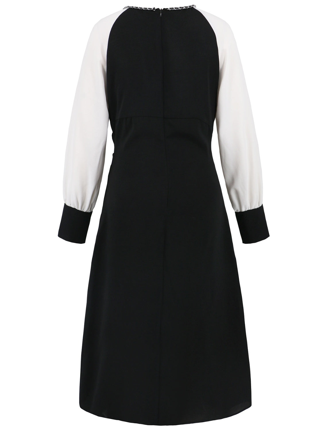 Ruched Contrast Long Sleeve Midi Dress - Classique Collection