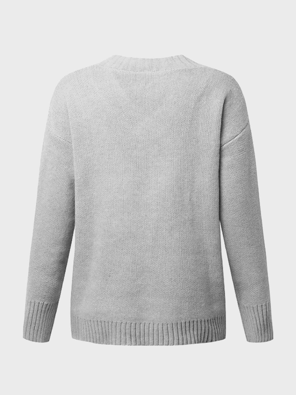V-Neck Long Sleeve Knit Top - ClassiQ