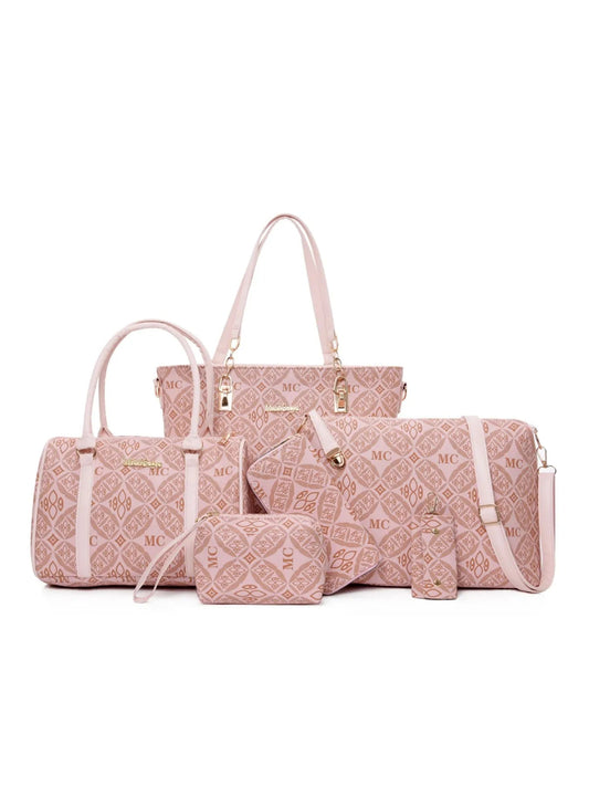 6 - Piece Geometric Pattern Bag SetBag