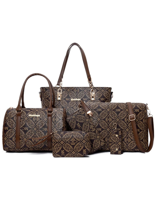 6 - Piece Geometric Pattern Bag SetBag